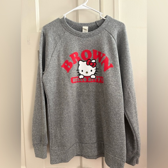 NEW Sanrio Hello Kitty x Brown University Gray and Red Crewneck Sweatshirt M - Picture 1 of 7